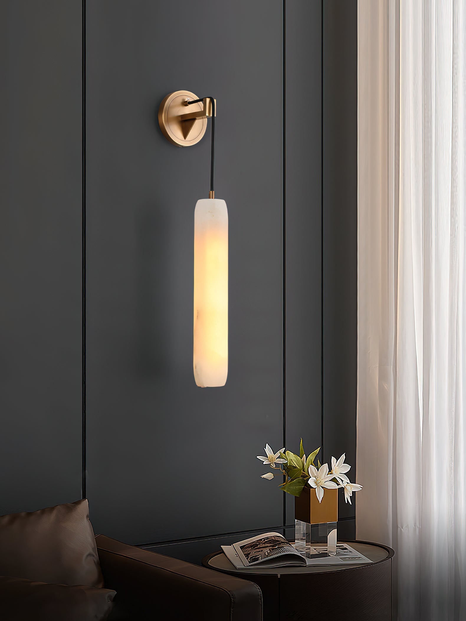 Alabaster Flute Alabaster Wall Lamp - Zonesus