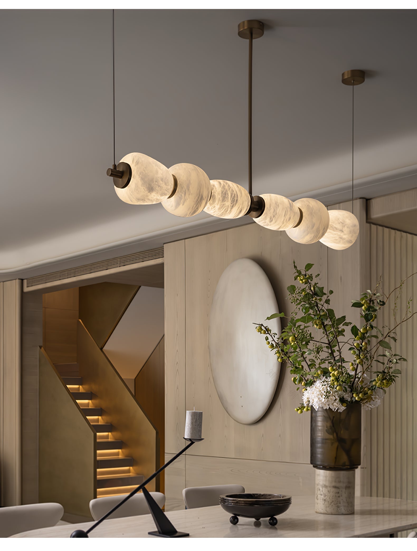 Alabaster Pebble Linear Chandelier - Zonesus