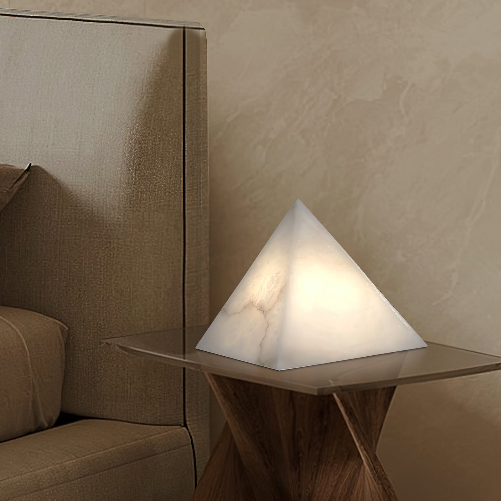 Alabaster Pyramid Table Lamp - Zonesus
