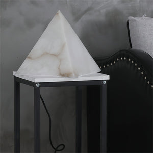 Alabaster Pyramid Table Lamp - Zonesus