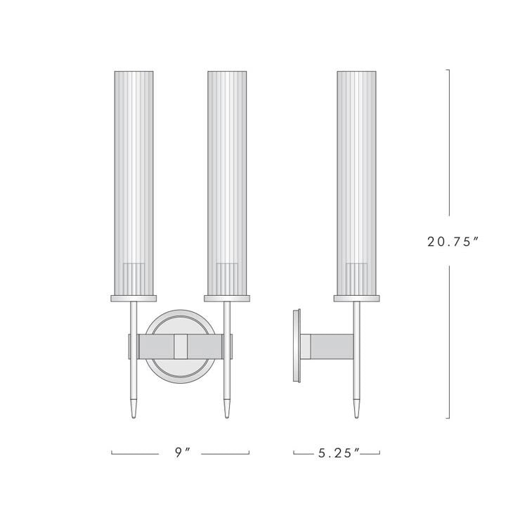 Cannel Double Candle Wall Sconce 9" - Zonesus