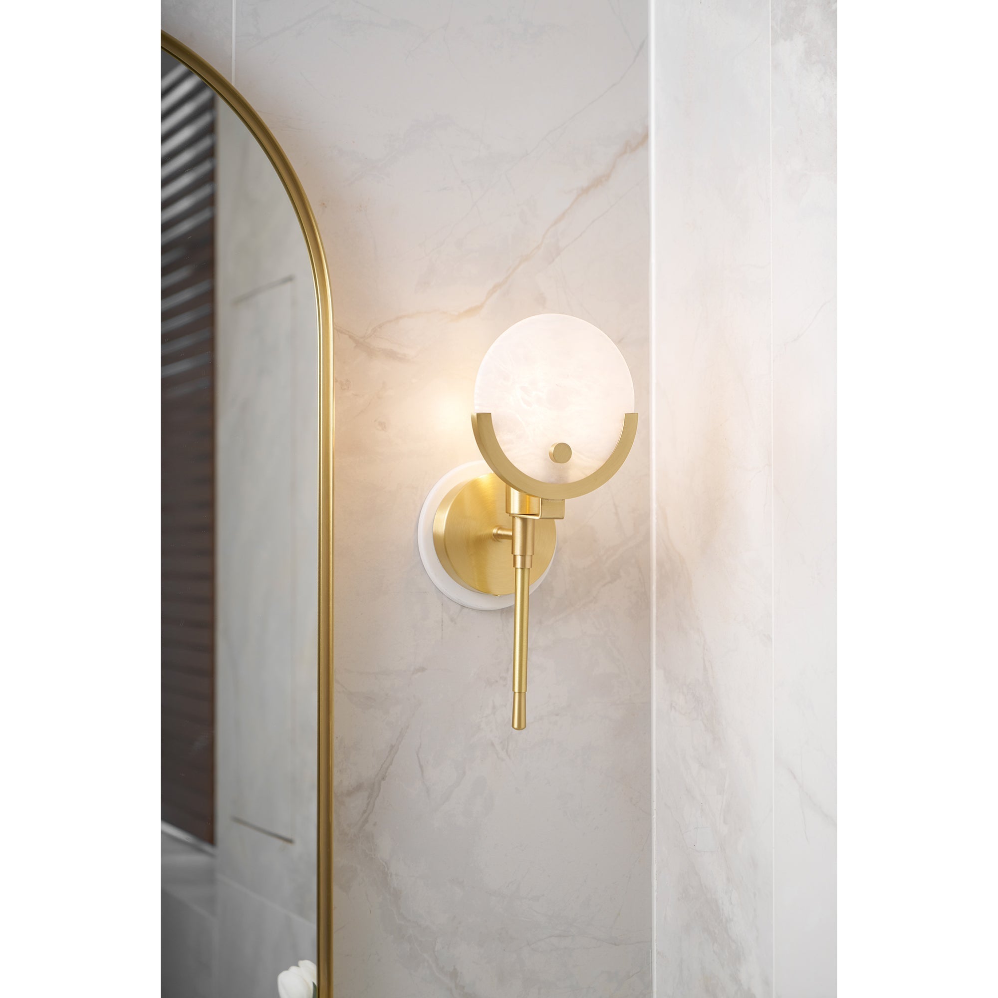 Ava Brass Alabaster Sconce - Zonesus
