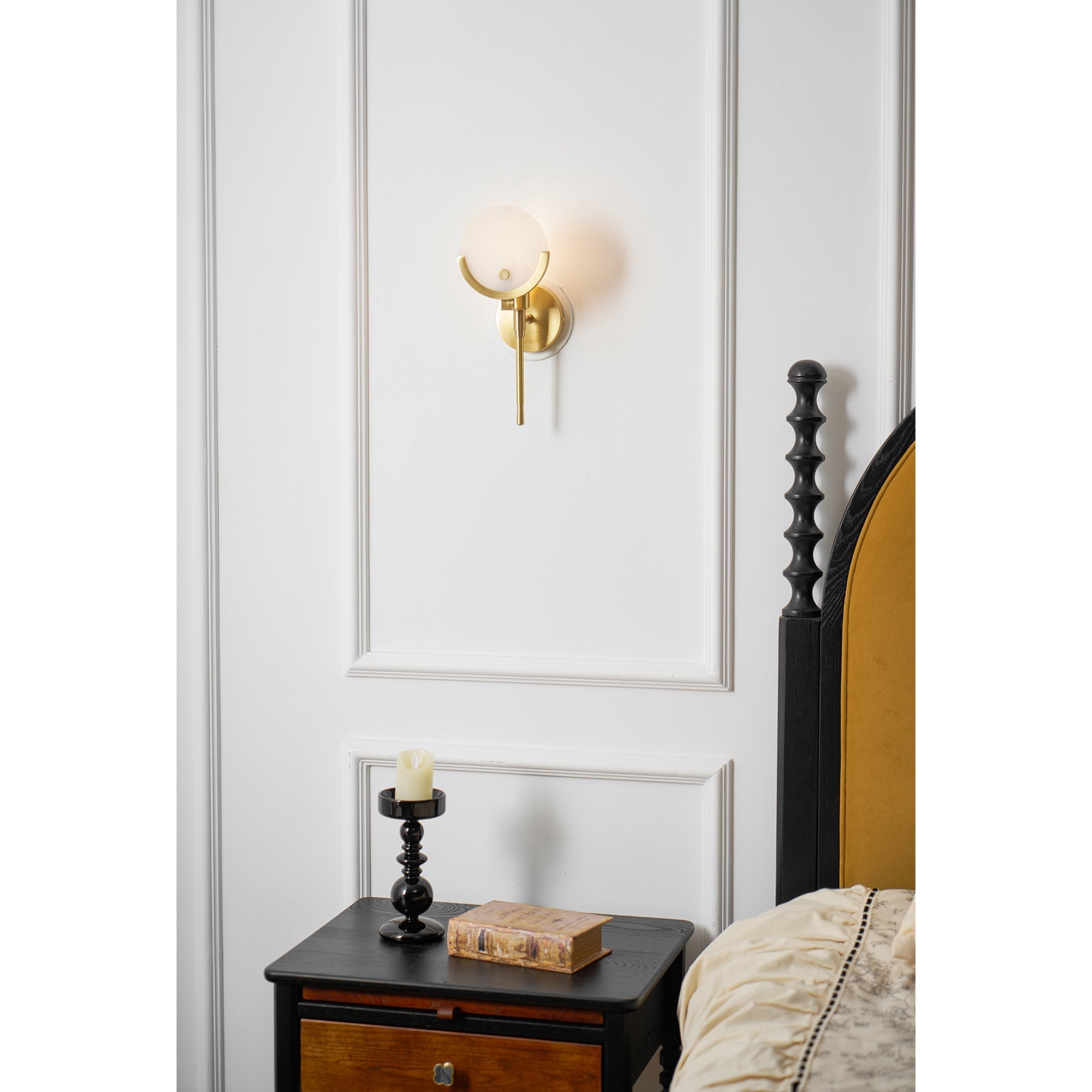 Ava Brass Alabaster Sconce - Zonesus