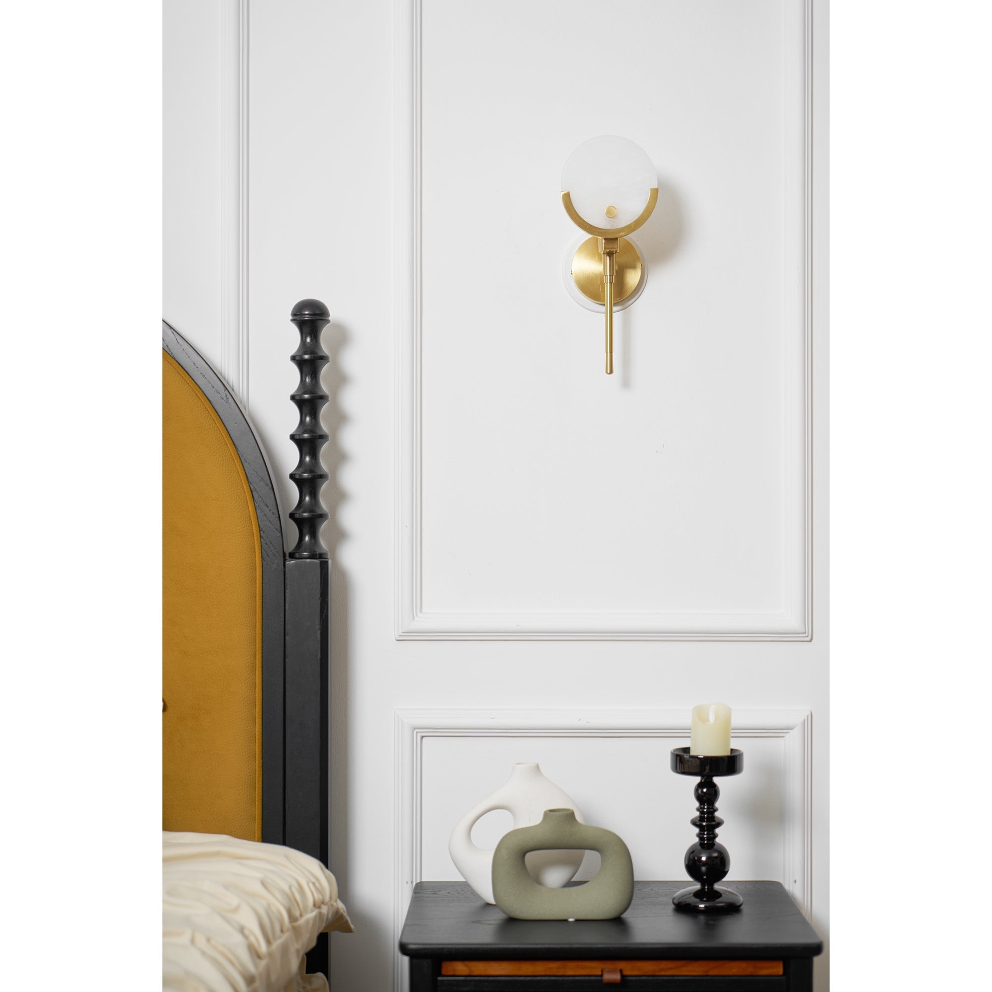 Ava Brass Alabaster Sconce - Zonesus