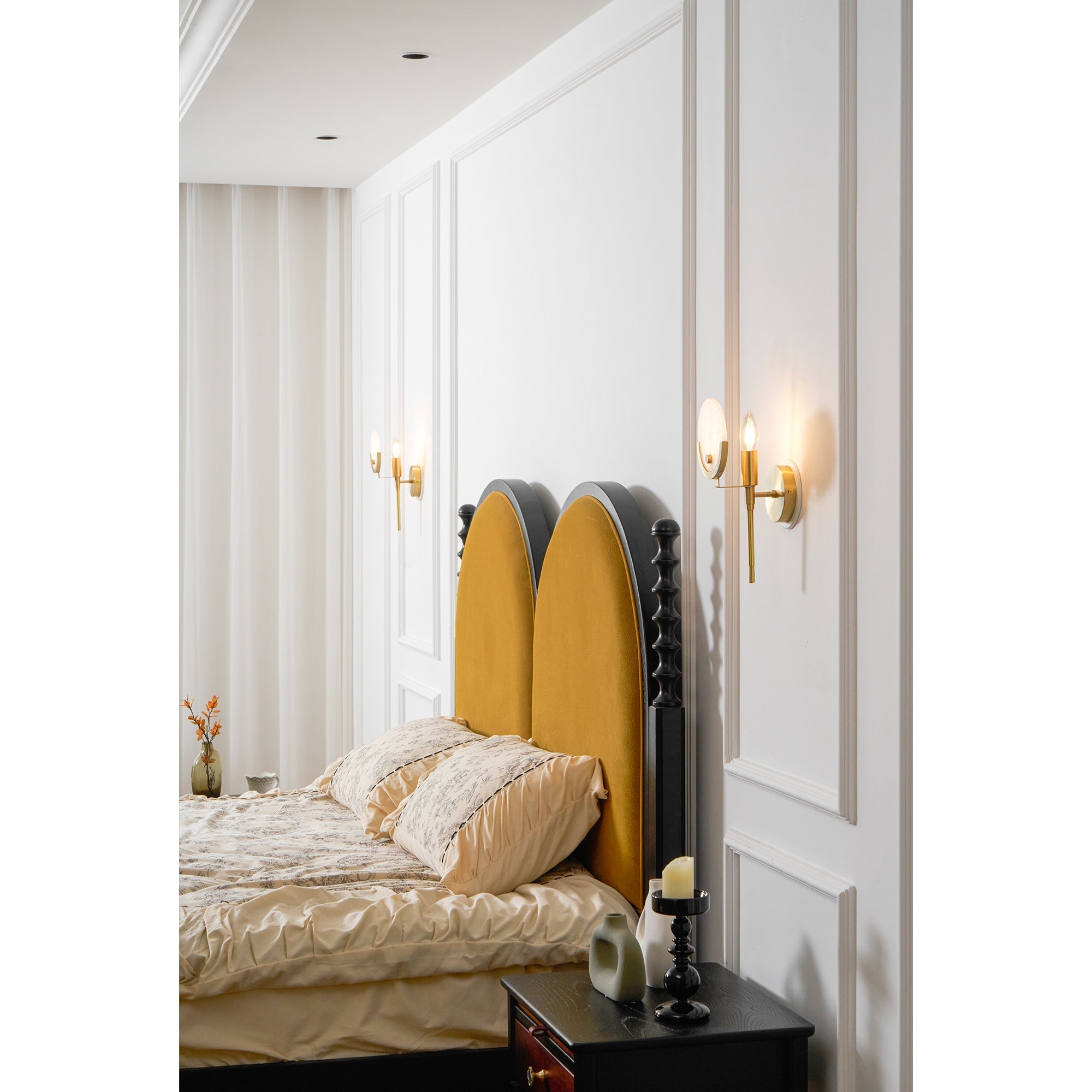Ava Brass Alabaster Sconce - Zonesus