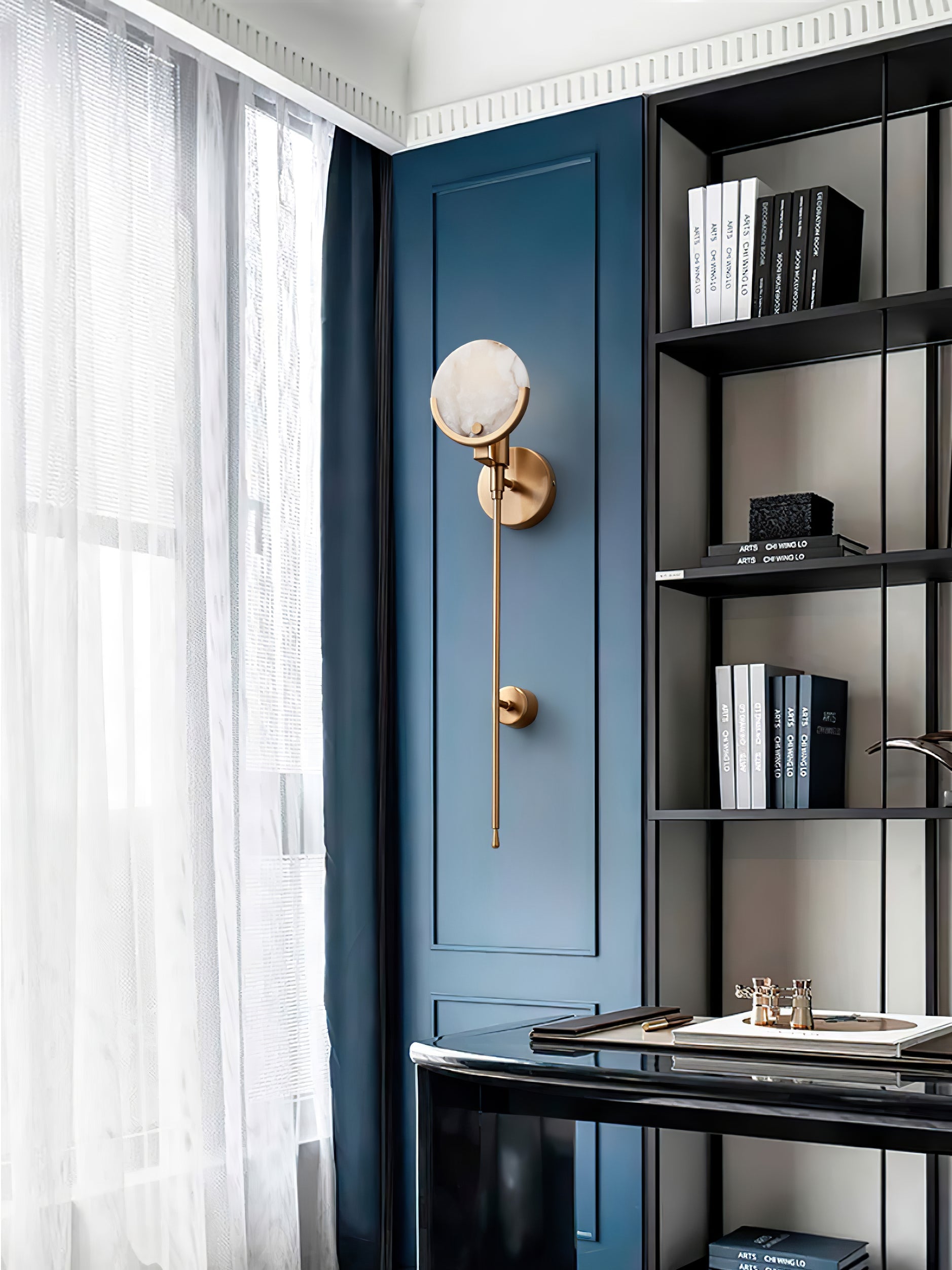 Ava Brass Alabaster Sconce - Zonesus