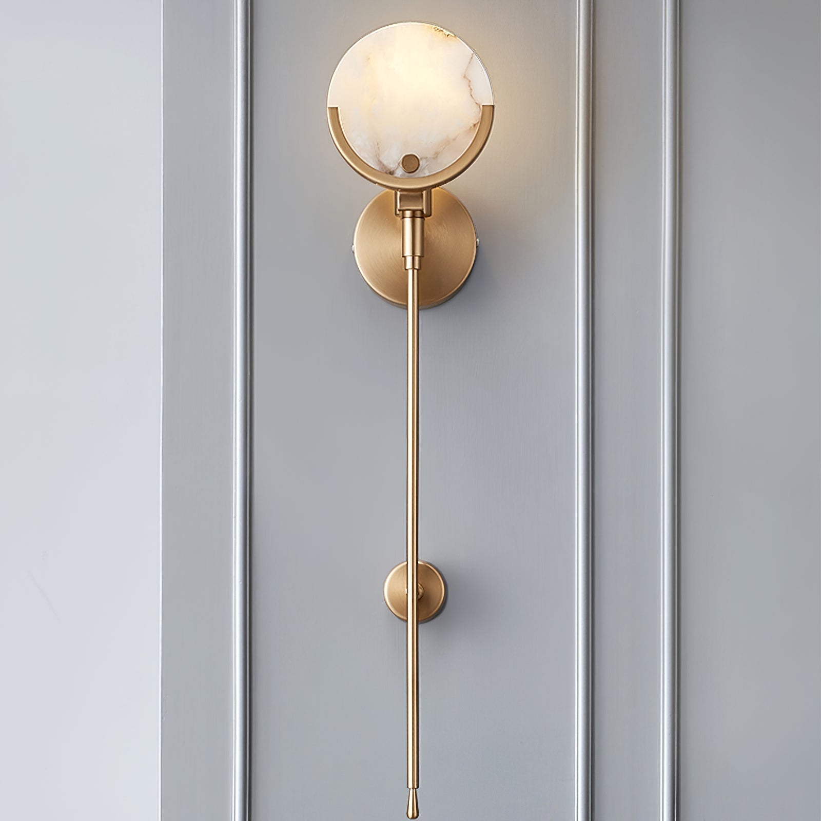 Ava Brass Alabaster Sconce - Zonesus