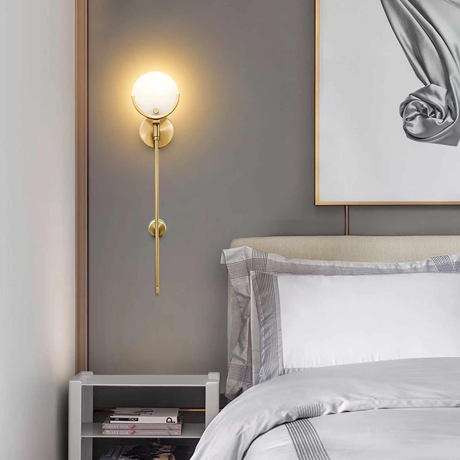 Ava Brass Alabaster Sconce - Zonesus