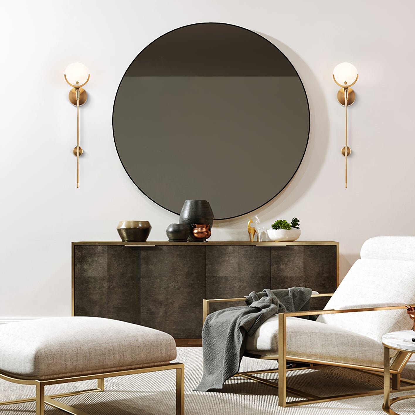 Ava Brass Alabaster Sconce - Zonesus
