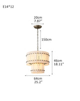 San Marco Alabaster Round 3-Tiered Drum Chandelier Lacquered Brass/Black Steel Frame