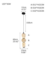 LED Kitchen Island Lighting with Rectilinear White Alabaster Solid Shade, String Hanging Mount