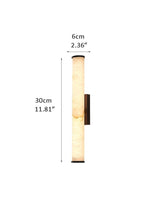 LED Copper Cylindrical Natural Marble Alabaster Wall Sconce Lamp,H30/40/50/60CM