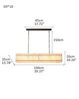 10/12/16/20 Lights San Marco Alabaster Long Rectangular Drum Chandelier Wide 47" 55"