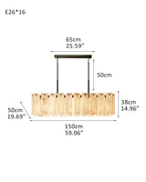 Lacquered Burnished Brass/Black Rectangular Calamette Alabaster Lighting Collection 59" 71"