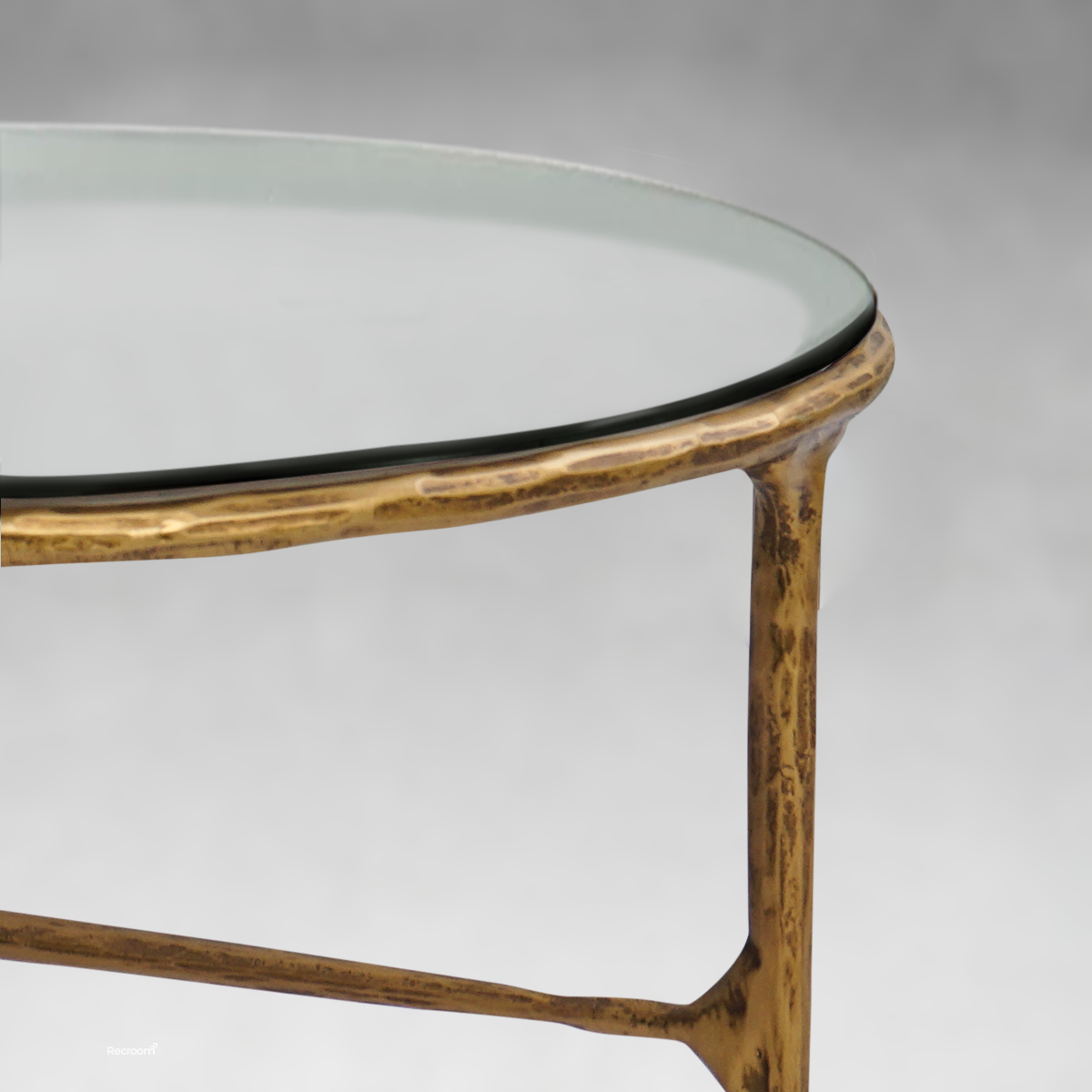 Thaddeo Glass Round Coffee Table 3 Legs 35" - Zonesus