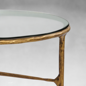 Thaddeo Glass Round Coffee Table 3 Legs 35" - Zonesus
