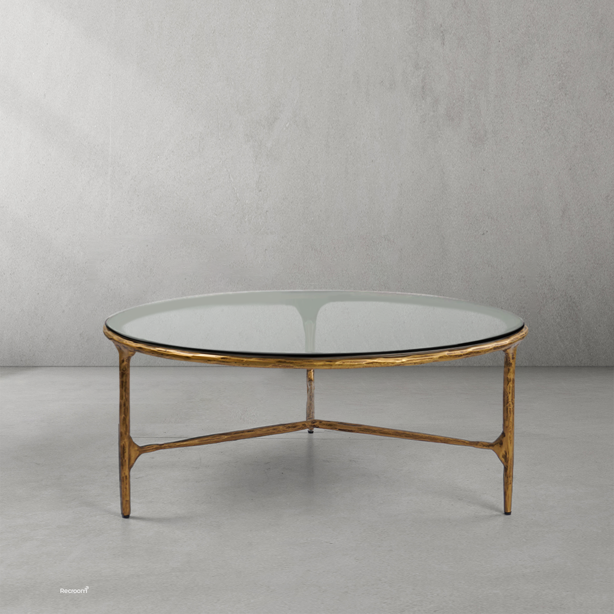 Thaddeo Glass Round Coffee Table 3 Legs 35" - Zonesus