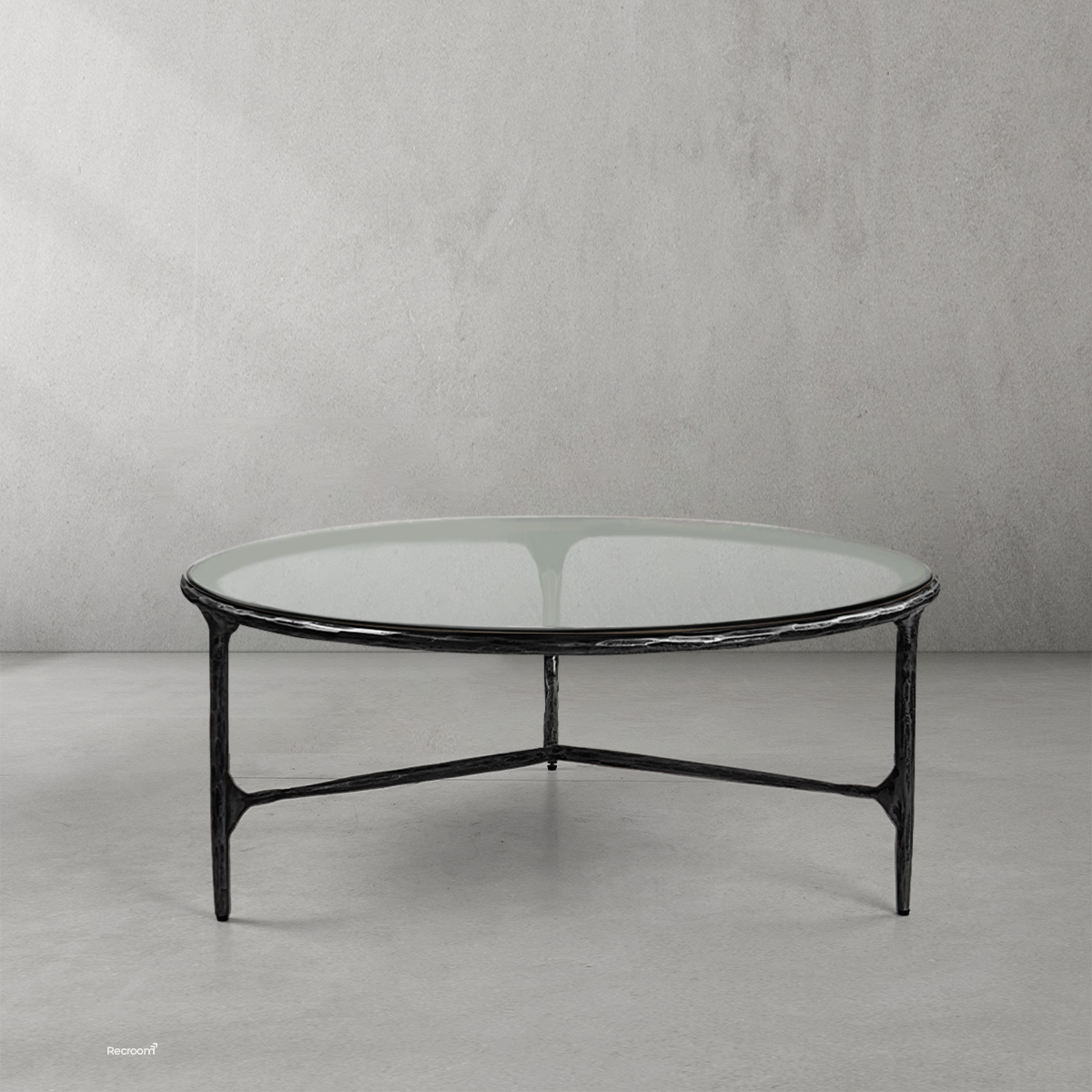 Thaddeo Glass Round Coffee Table 3 Legs 35" - Zonesus