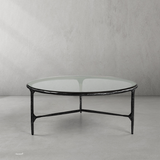 Thaddeo Glass Round Coffee Table 3 Legs 35" - Zonesus