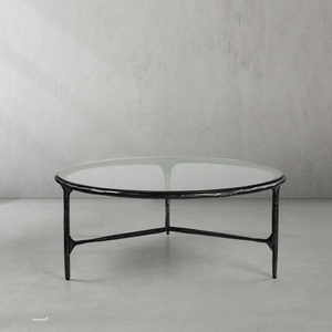 Thaddeo Glass Round Coffee Table 3 Legs 35" - Zonesus