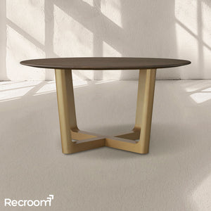 San Germani Round Wood Dining Table with Rennes Base - Zonesus