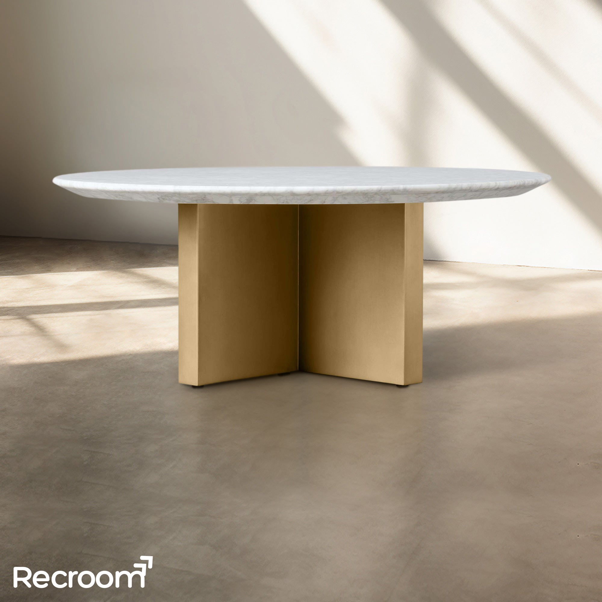 San Germani Round Stone Coffee Table with Clement Base - Zonesus