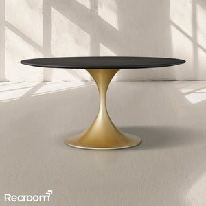 San Germani Round Wood Dining Table with Launette Base - Zonesus