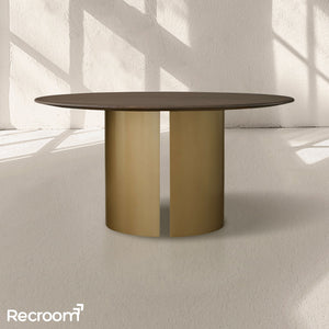 San Germani Round Wood Dining Table with Dauphine Base - Zonesus