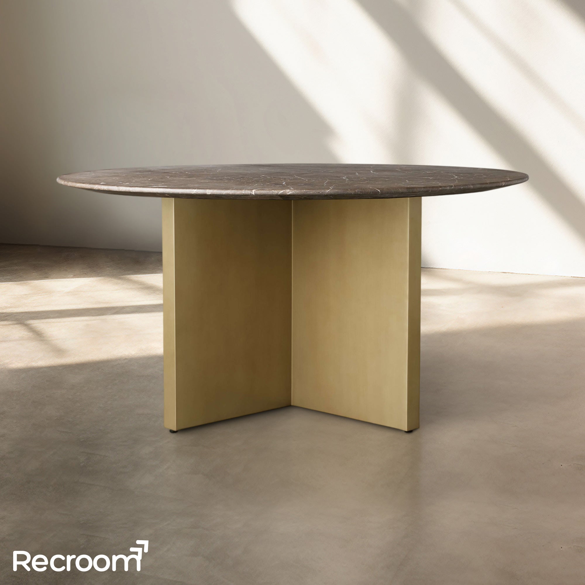 San Germani Round Stone Dining Table with Clement Base - Zonesus