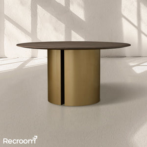 San Germani Round Wood Dining Table with Dauphine Base - Zonesus