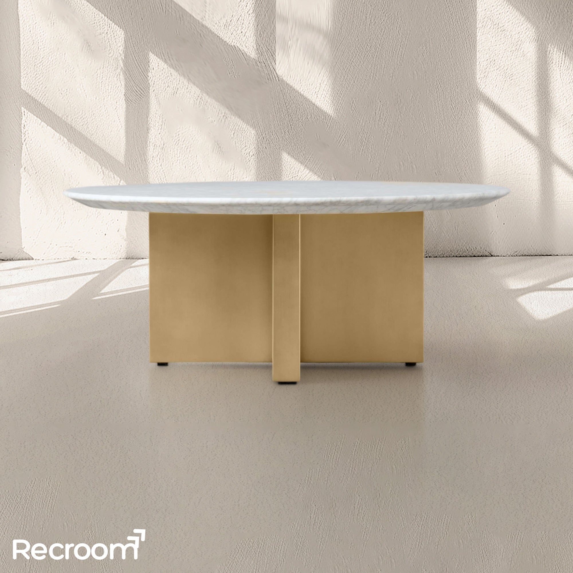 San Germani Round Stone Coffee Table with Clement Base - Zonesus