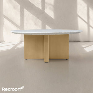 San Germani Round Stone Coffee Table with Clement Base - Zonesus