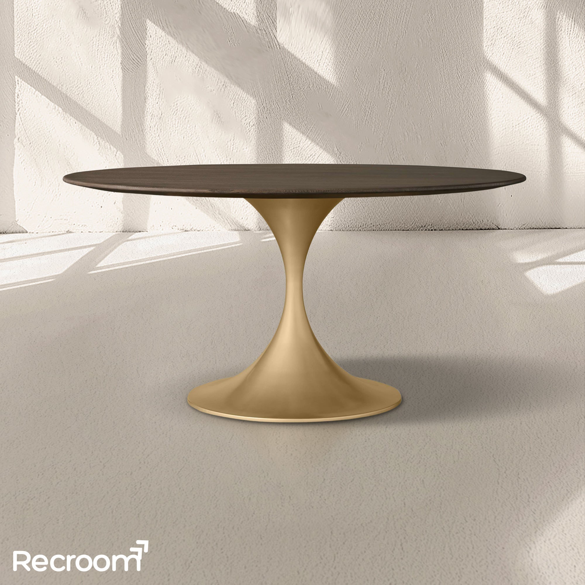 San Germani Round Wood Dining Table with Launette Base - Zonesus
