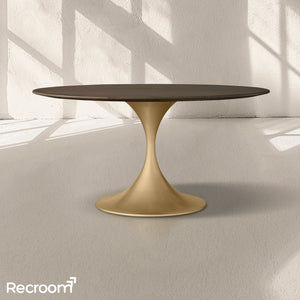 San Germani Round Wood Dining Table with Launette Base - Zonesus