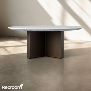 San Germani Round Stone Coffee Table with Clement Base - Zonesus