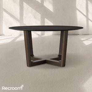 San Germani Round Wood Dining Table with Rennes Base - Zonesus