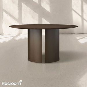 San Germani Round Wood Dining Table with Dauphine Base - Zonesus