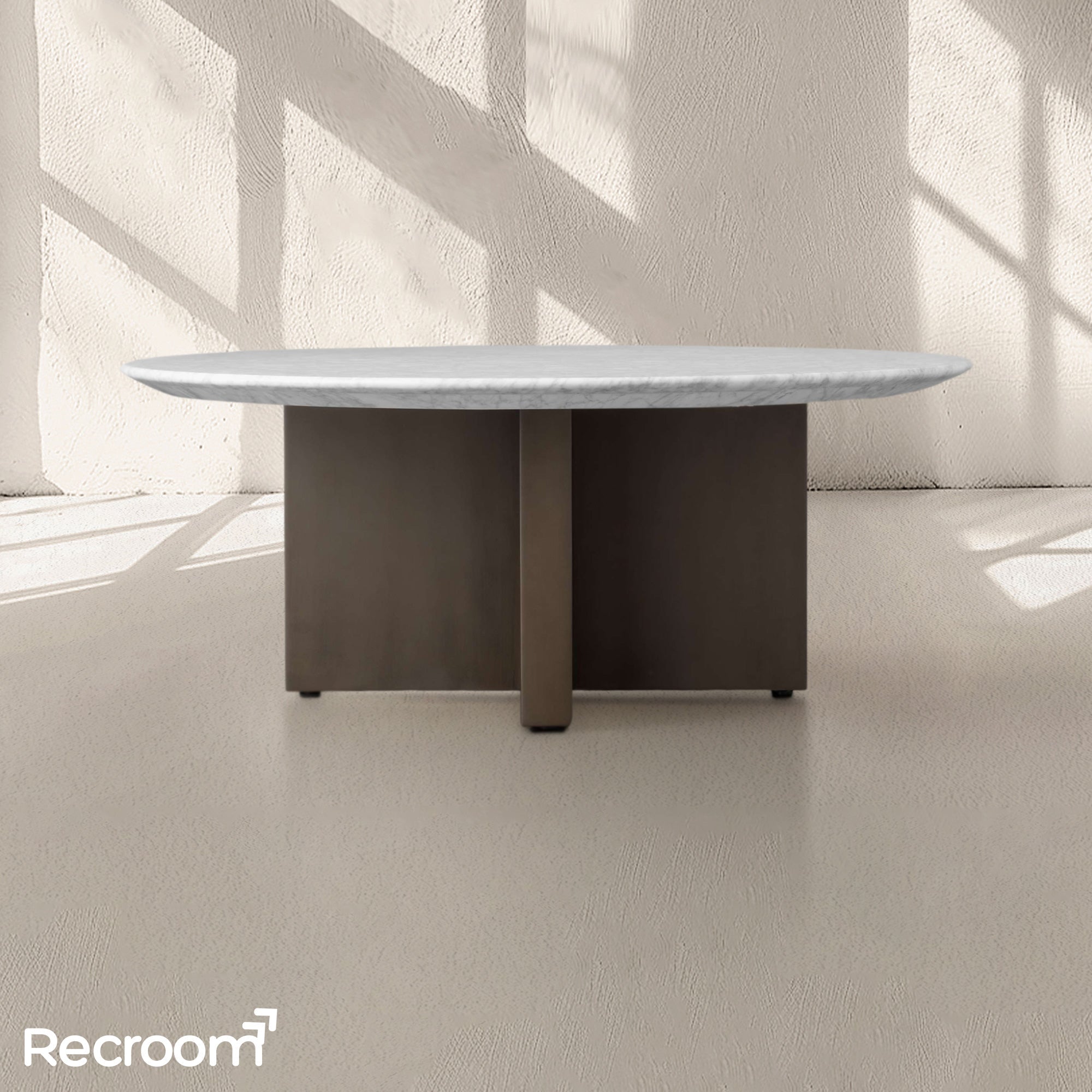 San Germani Round Stone Coffee Table with Clement Base - Zonesus