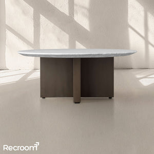 San Germani Round Stone Coffee Table with Clement Base - Zonesus