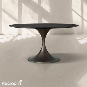 San Germani Round Wood Dining Table with Launette Base - Zonesus