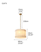 San Marco Alabaster Round 2-Tiered Drum Chandelier 23in 36in 47in 60in with Steel Frame