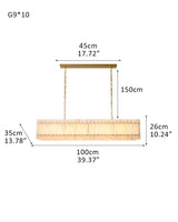 10/12/16/20 Lights San Marco Alabaster Long Rectangular Drum Chandelier Wide 47" 55"