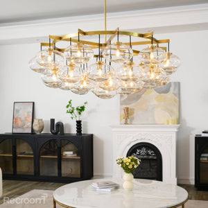 Cabretten Clear Glass Round Chandelier 60" - Zonesus