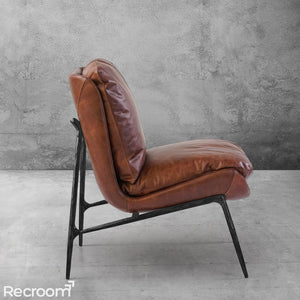 Thaddeo Vintage Leather Armrest Lounge Chair - Zonesus