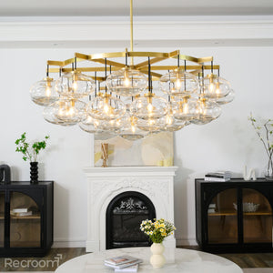 Cabretten Clear Glass Round Chandelier 60" - Zonesus