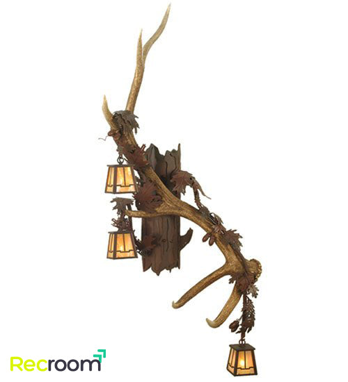 46" Wide Antlers Elk 3 Light Wall Sconces - Zonesus