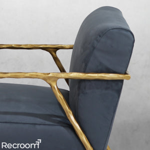 Thaddeo Retro Silver Iron Frame Track Armchair - Zonesus