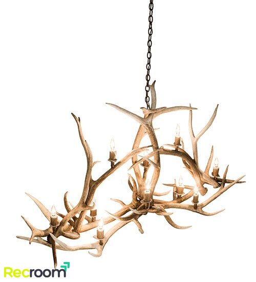 66.5" Long Antlers Elk 10 Light Oblong Chandelier - Zonesus