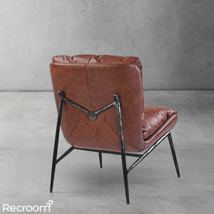Thaddeo Vintage Leather Armrest Lounge Chair - Zonesus