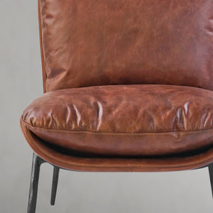 Thaddeo Vintage Leather Armrest Lounge Chair - Zonesus